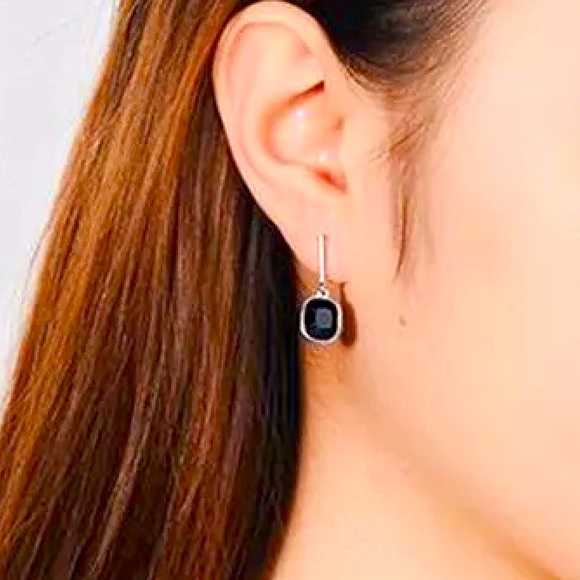 Sterling Silver Black Crystal Earrings - Picture 4 of 5